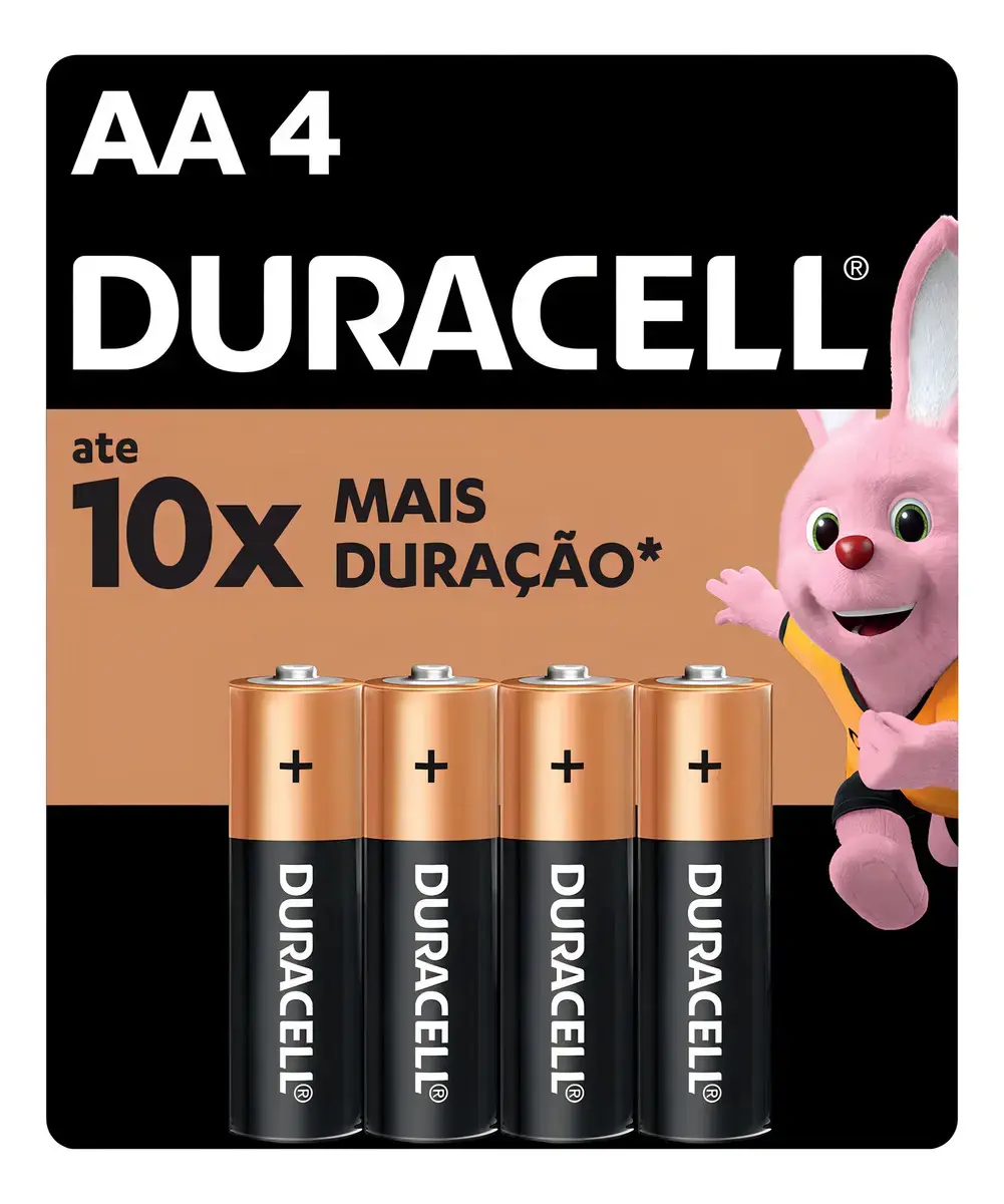 Pilha Alcalina Aa Pequena Duracell Com 4 Unidades