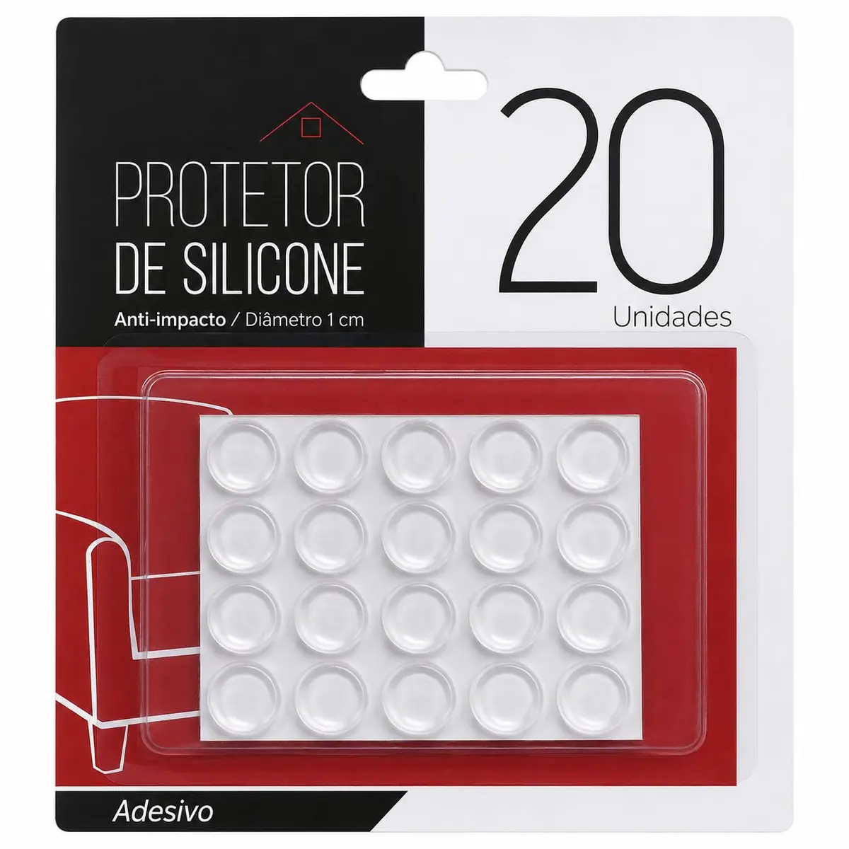 Protetor Adesivo Silicone Anti Impacto Redondo 1 cm c/ 40 Peças Amortecedor de Porta Parede Maçaneta Batentes Transparente Multiuso para Móveis