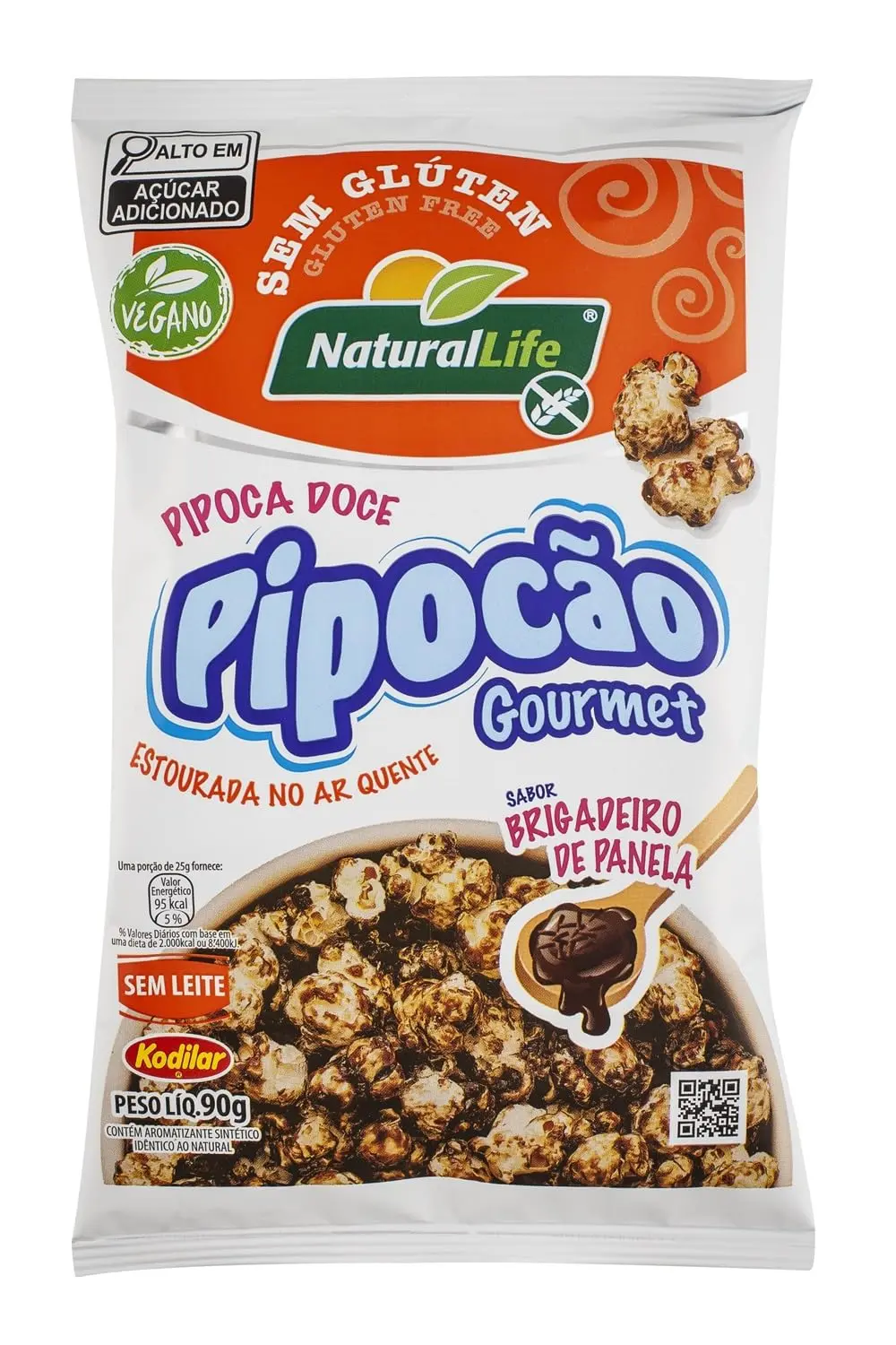 Pipocão Gourmet Natural Life - Sabor Brigadeiro de Panela - Sem Glúten - Vegano - 90g
