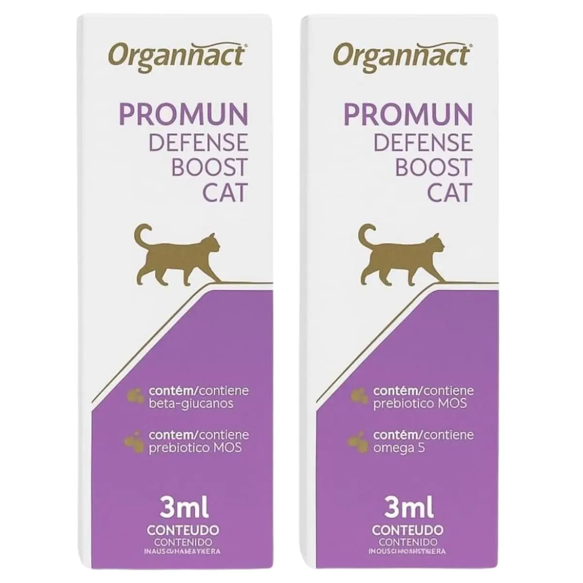 Kit 2 Promun Defense Boost Cat 3ML cada Suplemento Vitamínico Mineral Suporte Nutricional para Gatos