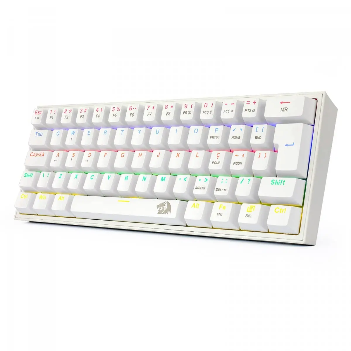 Redragon TECLADO MECANICO GAMER FIZZ RAINBOW BRANCO SWITCH AZUL - 1