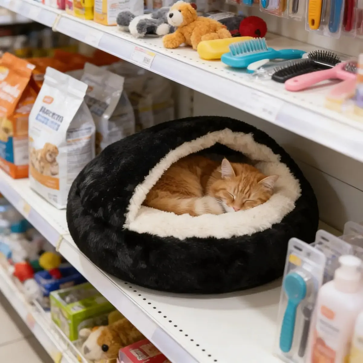 CAMINHA PET NUVEM COBERTA FECHADA PLUSH TOCA CAMA DONUT 50CM TAM M (PRETO) | MATERIAL ANTIALERGICO, PODE SER LAVADO NA MAQUINA, NÃO SOLTA PELOS, QUALIDADE PREMIUM