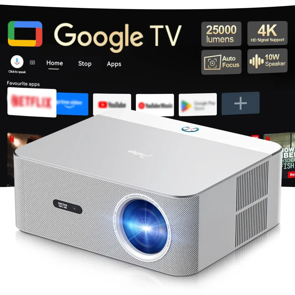 Projetor Full HD 1080P PG610 ATV Google Oficial Android TV, Projetor de Cinema em Casa PG610W, Projetor 2K 4K 3D para Uso Externo
