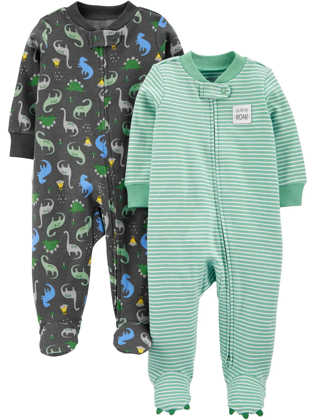 Macacão de dormir para bebês 2-pack 2-way Zip Cotton Footed Sleep and Play Simple Joys by Carter'sMeninos