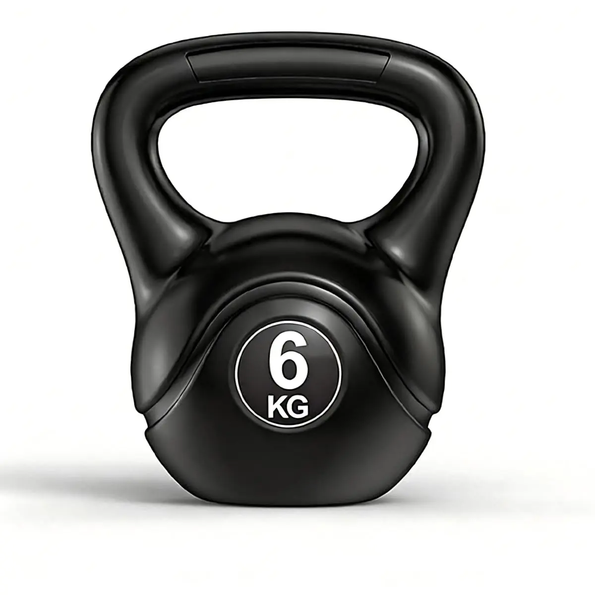 Kettlebell 6kg em Polietileno de Alta Densidade, Preto, Cabo Ergonômico Antiderrapante, para Treino Funcional e Musculação