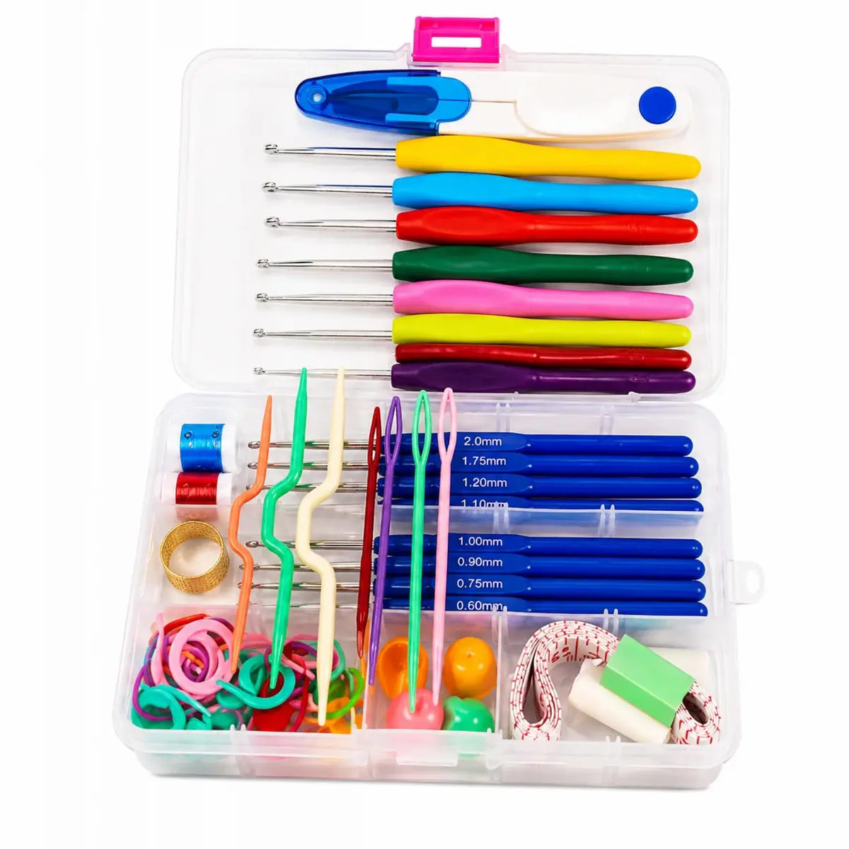 Kit Crochê Completo 53 Peças Profissional Agulha Soft e Estojo Organizador