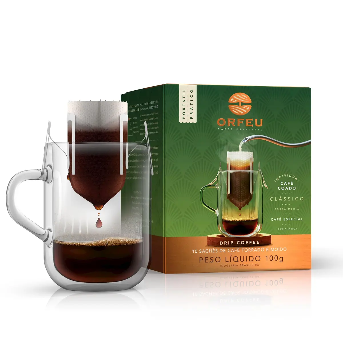 Café Orfeu Clássico Drip Coffee, Contém 10 saches