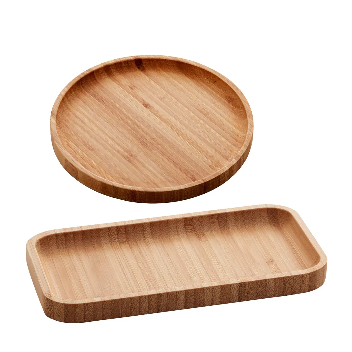 LYOR - Conjunto 2 Bandejas de Bambu Hire 20cm Retangular e 20cm Quadrada