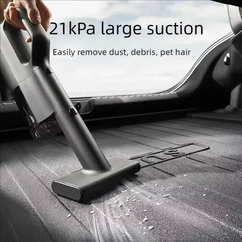 Aspirador de pó sem fio para carro Xiaomi MIJIA, com potência de sucção de 21 kPa, carregamento rápido por USB-C, depósito de pó de 150 ml e bateria de 2400 mAh, ideal para uso doméstico.