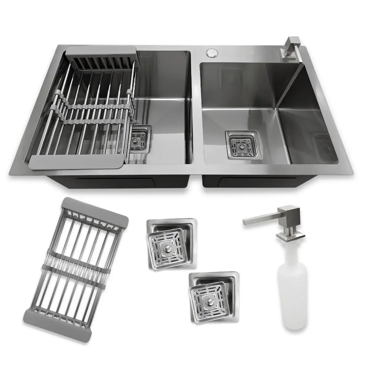 Cuba Gourmet Dupla Quadrada Aço inox 304 Escovada 78x43cm