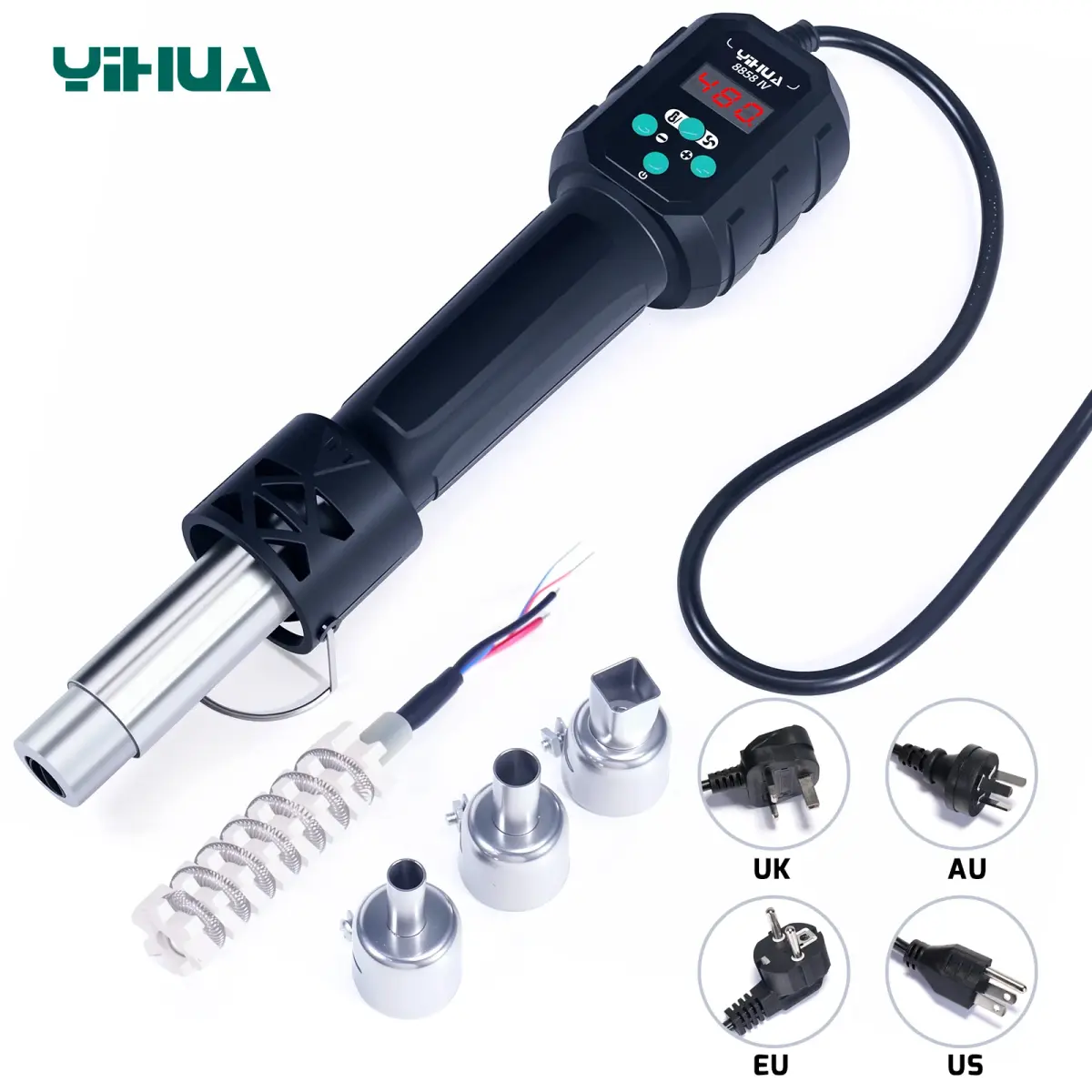 YIHUA-Micro Hot Air Gun, C/F Temp Ajustado, 8858IV, 700W, retrabalho de solda Estação de solda LCD Digital Heat Gun, BGA IC solda Ferramentas - 1