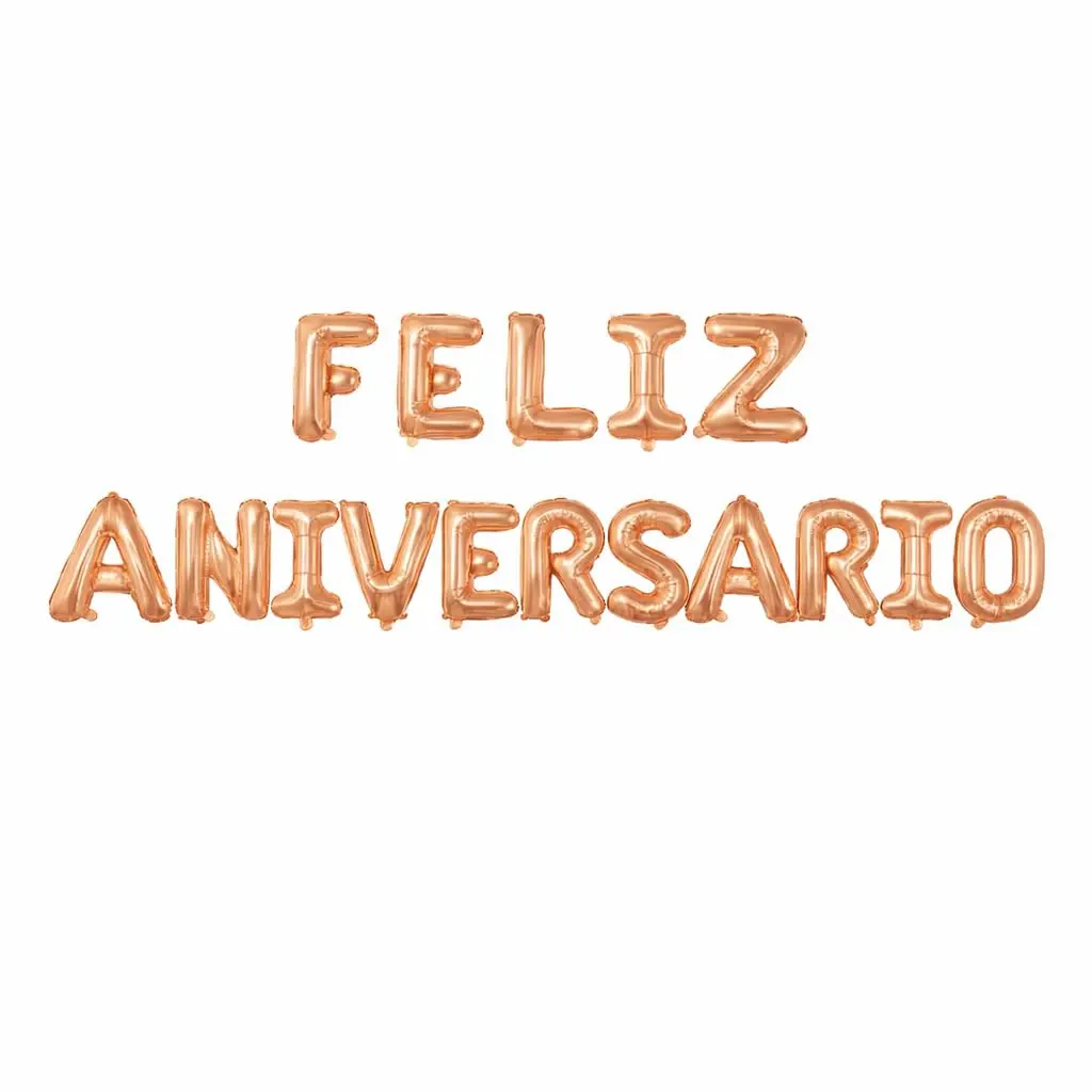 Kit Balões Letras Metalizadas Rose Gold 16 Pol Feliz Aniversário para Festa