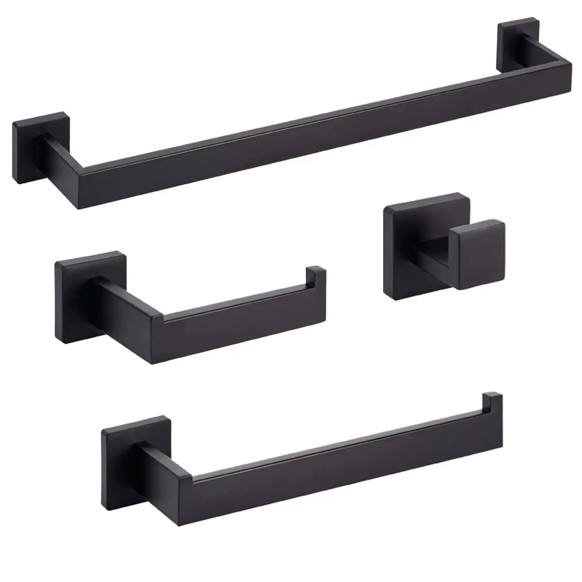 Kit Banheiro Aço Inox Premium Preto Fosco 4 Peças