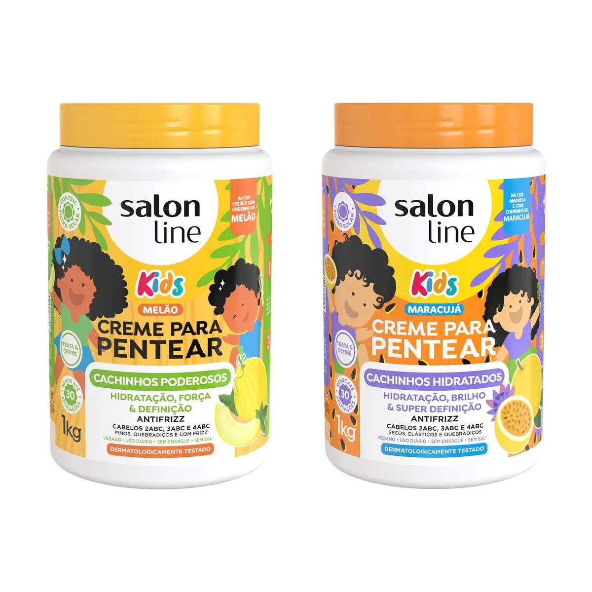 Kit de Creme para Pentear Salon Line, Melão e Maracujá | Vegano, Para Cabelos Ondulados, Cacheados e Crespos