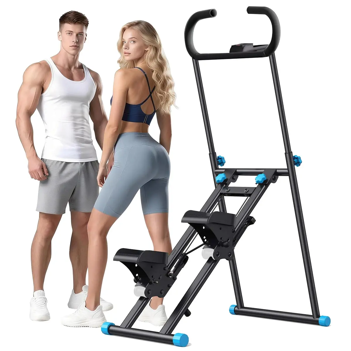 Escalador Vertical Dobrável com Monitor Digital, Suporta até 100 kg, Uso Doméstico