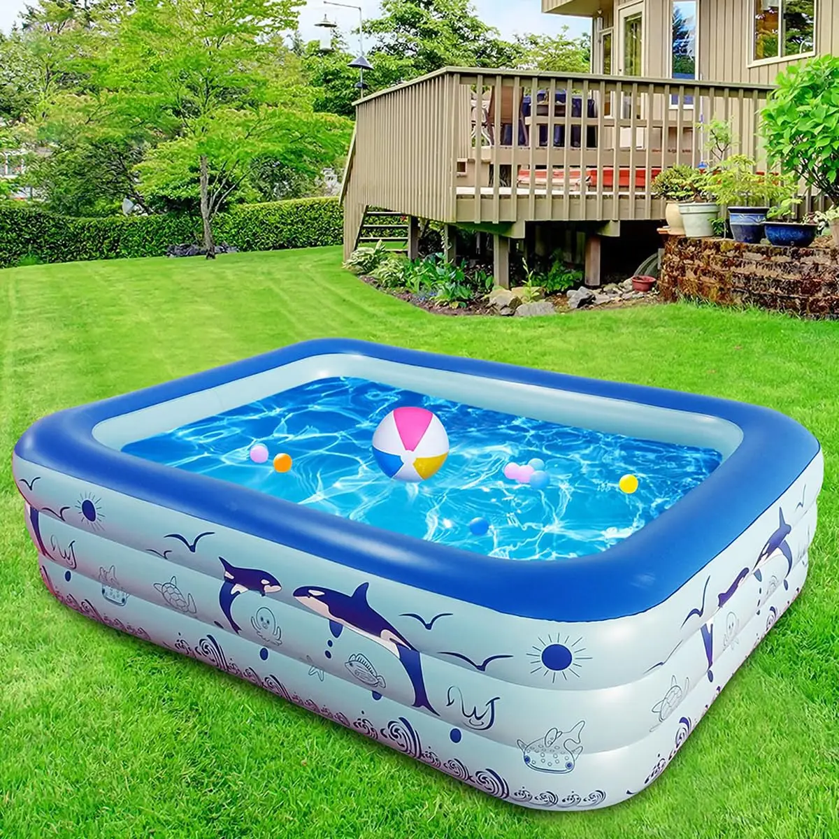 Piscinas Infláveis Para Crianças 150cm Golfinhos Piscinas Infantis 300L
