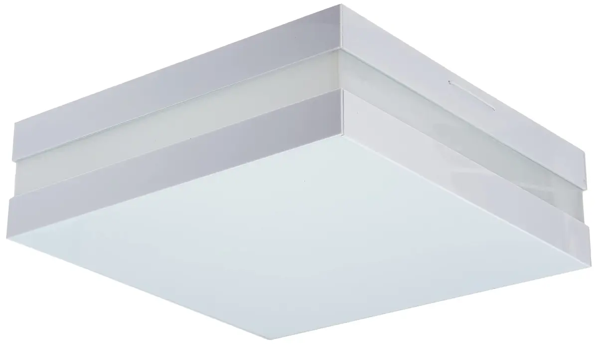 Plafon de Sobrepor Quadrado Bilbao Branco para para 02 Lâmpadas Bulbo Led E-27, TUALUX, 26X26 cm, Medio