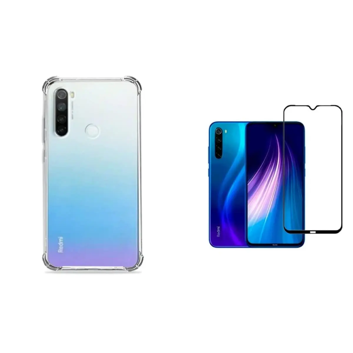 Capa Capinha Case Anti Shock Transparente + Película De Vidro 3D Tela Toda Para Xiaomi (Redmi Note 8)