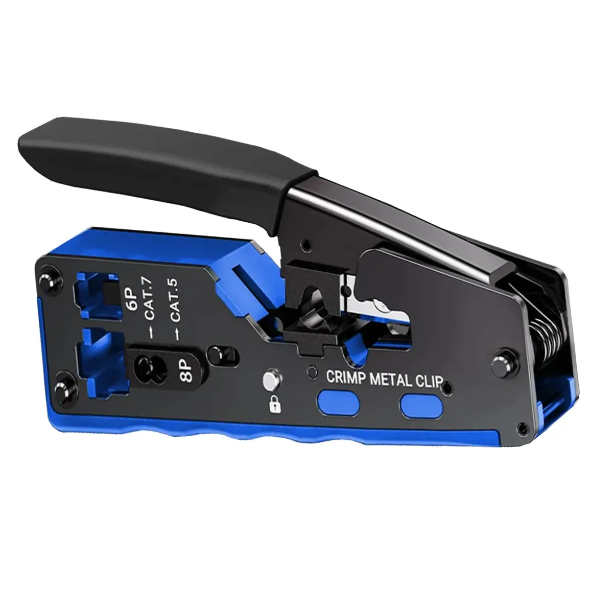 Alicate de Crimpagem Profissional RJ45/RJ11 para Cabos de Rede | Cat5, Cat6 e Cat7, RJ45 e RJ11, Uso Profissional, Cabos de Rede, Ferramenta de Crimpagem