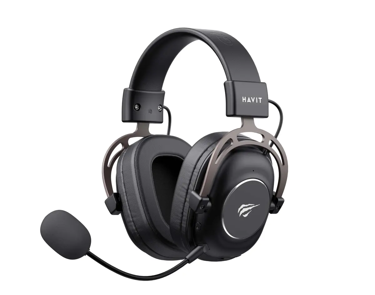 Havit Headphone Fone de Ouvido H2002YG Black, Quad-Mode, Sem Fio e Com Fio, Wireless 2.4GHz, Bluetooth, USB, 3,5mm, Gamer, com Microfone Destacável Com Cancelamento de Ruído, Falante 50mm, Preto - 1