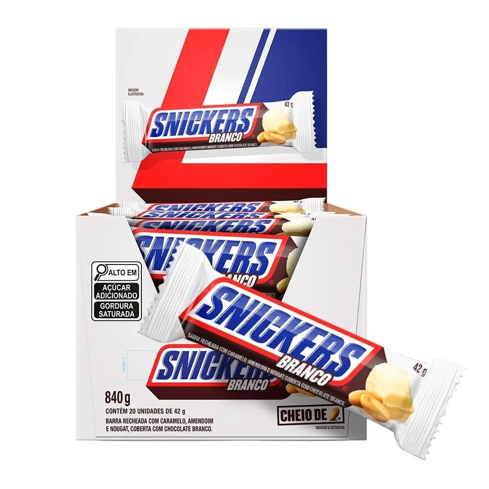 Chocolate Snickers Branco 42g - Embalagem com 20 Unidades