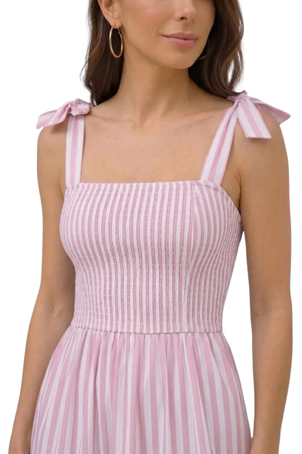 Vestido Longo Listrado Feminino Com Alça Laço | Moda Casual
