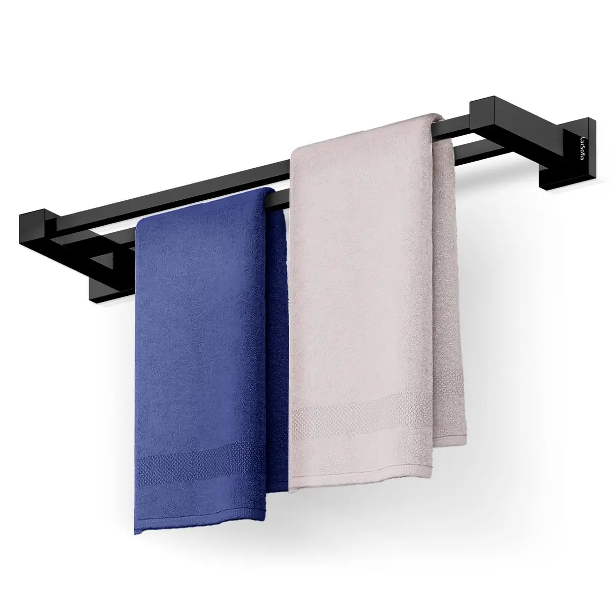 Porta Toalha Duplo Banheiro 60cm, Acessórios de Luxo para Banheiro, Toalheiro Aço Inox 304 com Alta Capacidade de Carga para Organizar Suas Toalhas (Preto)