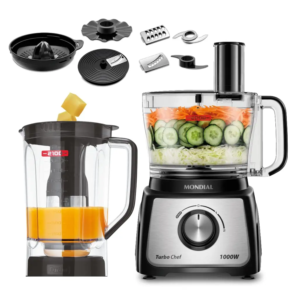 MONDIAL Multiprocessador Turbo Chef 9 em 1, Preto, 1000W, 110V - MPN-01-BF
