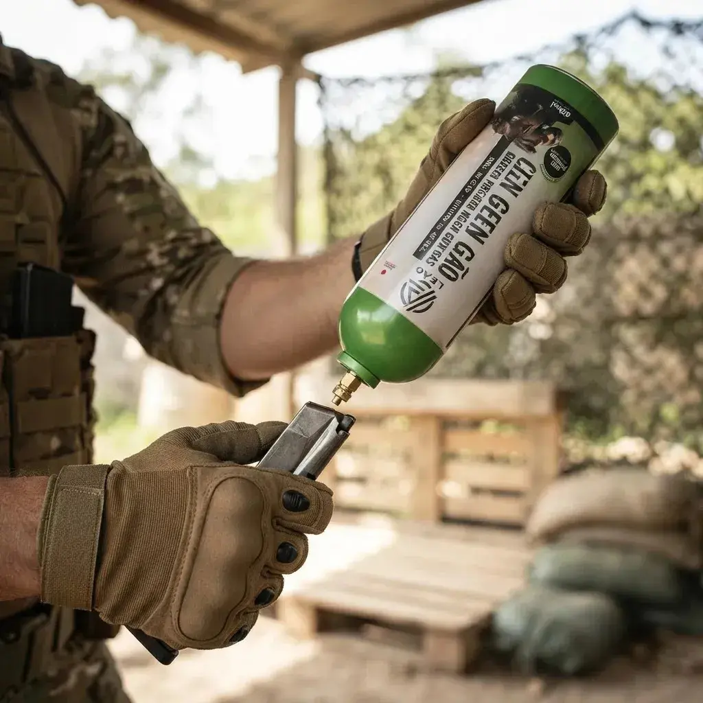 Green Black Power Gas P/ Airsoft C/ Silicone 600ml Cor Verde thumbnail 3