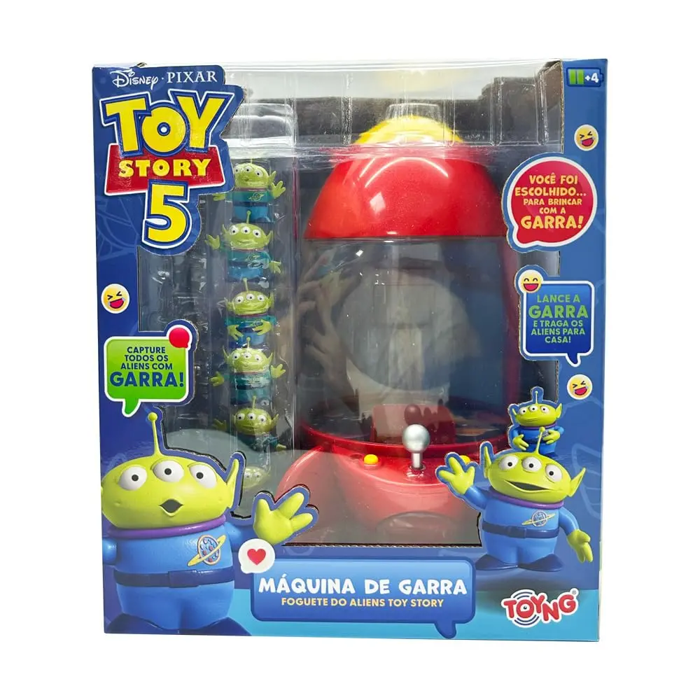 Grua de Brinquedos - Foguete com Garra Pega Aliens Toy Story – Máquina “The Claw” com Bonecos | Brinquedo Interativo Disney Pixar Toyng 61390