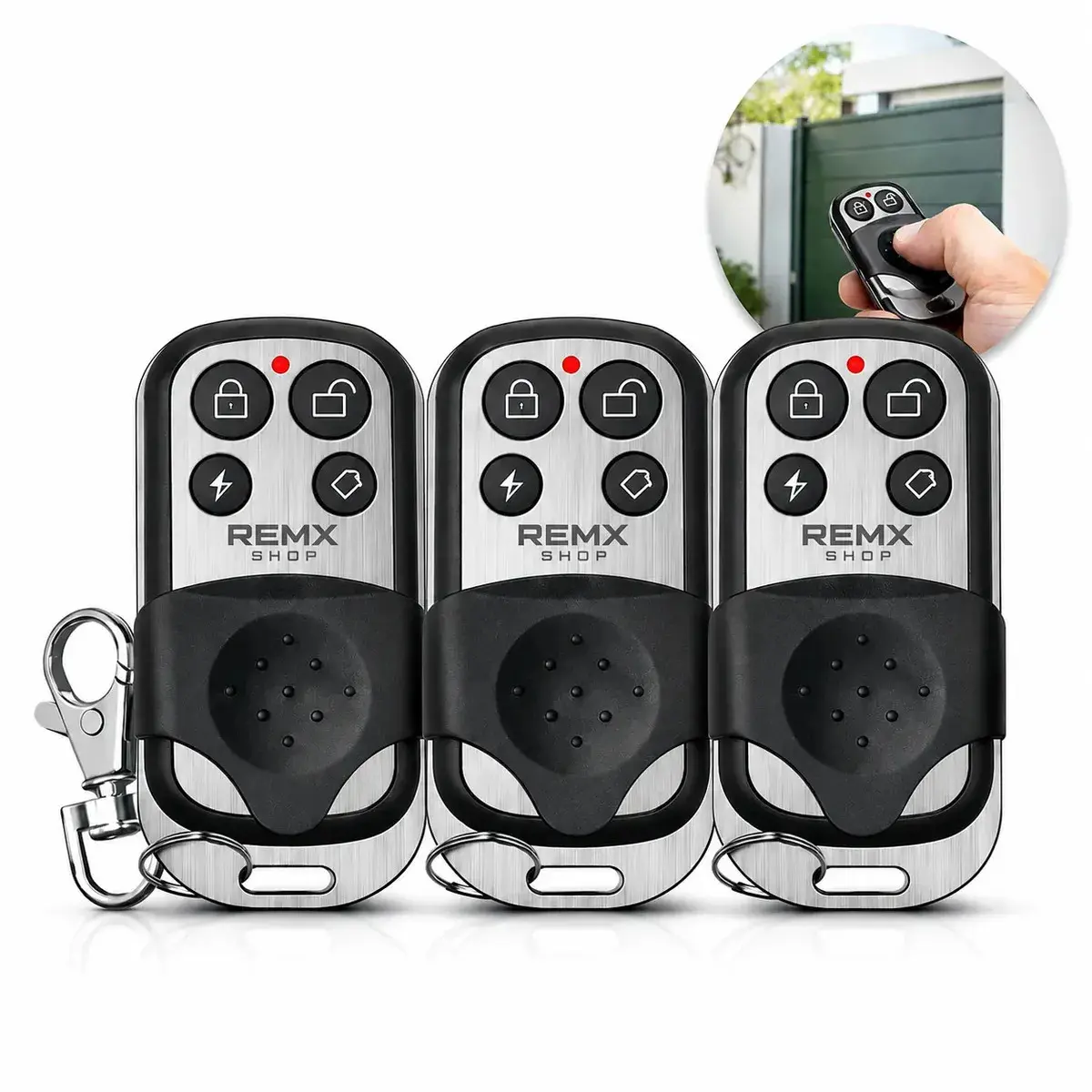 Kit 3 Controles Remoto 4 Botões 433mhz Controle Portão Eletrônico Automático Garagem Alarme Porta Residencial Cerca Elétrica Remx shop thumbnail 2