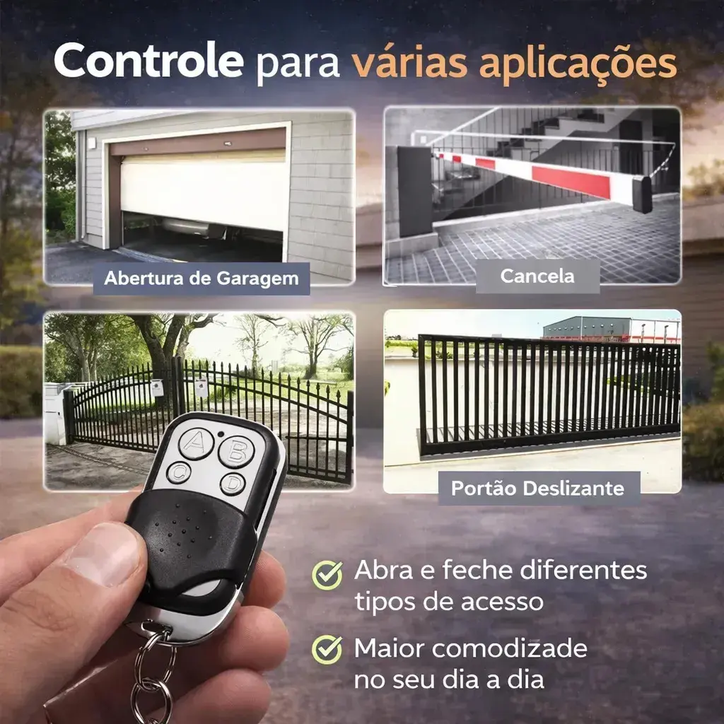 Kit 3 Controles Remoto 4 Botões 433mhz Controle Portão Eletrônico Automático Garagem Alarme Porta Residencial Cerca Elétrica Remx shop thumbnail 5