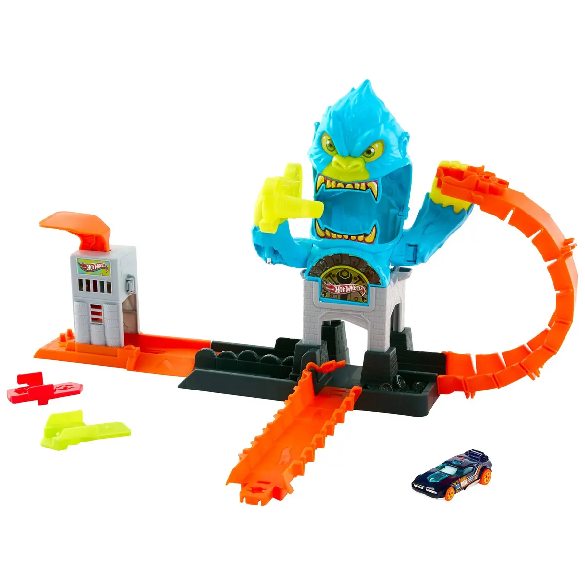 Kit Pista Hot Wheels City Oficina Gorila Mattel 4 Anos ou Mais | Conjunto de pistas com várias maneiras de jogar, inclui lançador e loop, compatível com faixa Speed Snap - 1