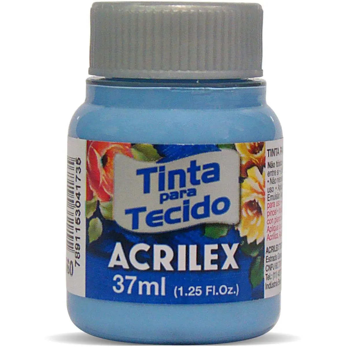 Acrilex Fosca Tinta para Tecido, Azul (Caribe), 12 x 37 ml