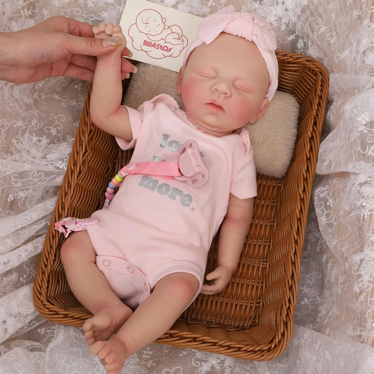 Bebê Reborn Boneca de Silicone Sólido Suave Realista 48cm Menina | Flexível Pode Tomar Banho com Acessórios