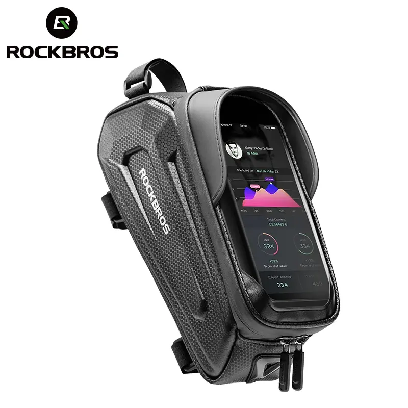 Rockbros saco de bicicleta frente telefone saco para tubo de bicicleta à prova dwaterproof água tela toque sela pacote para 6.5 Polegada acessórios da bicicleta