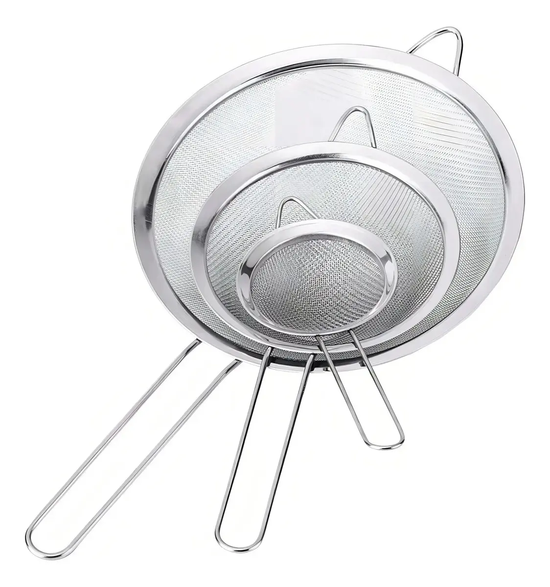 Jogo 3 Peneiras P M G Em Casa Tem Aço Inox Luxo Utensílios De Cozinha