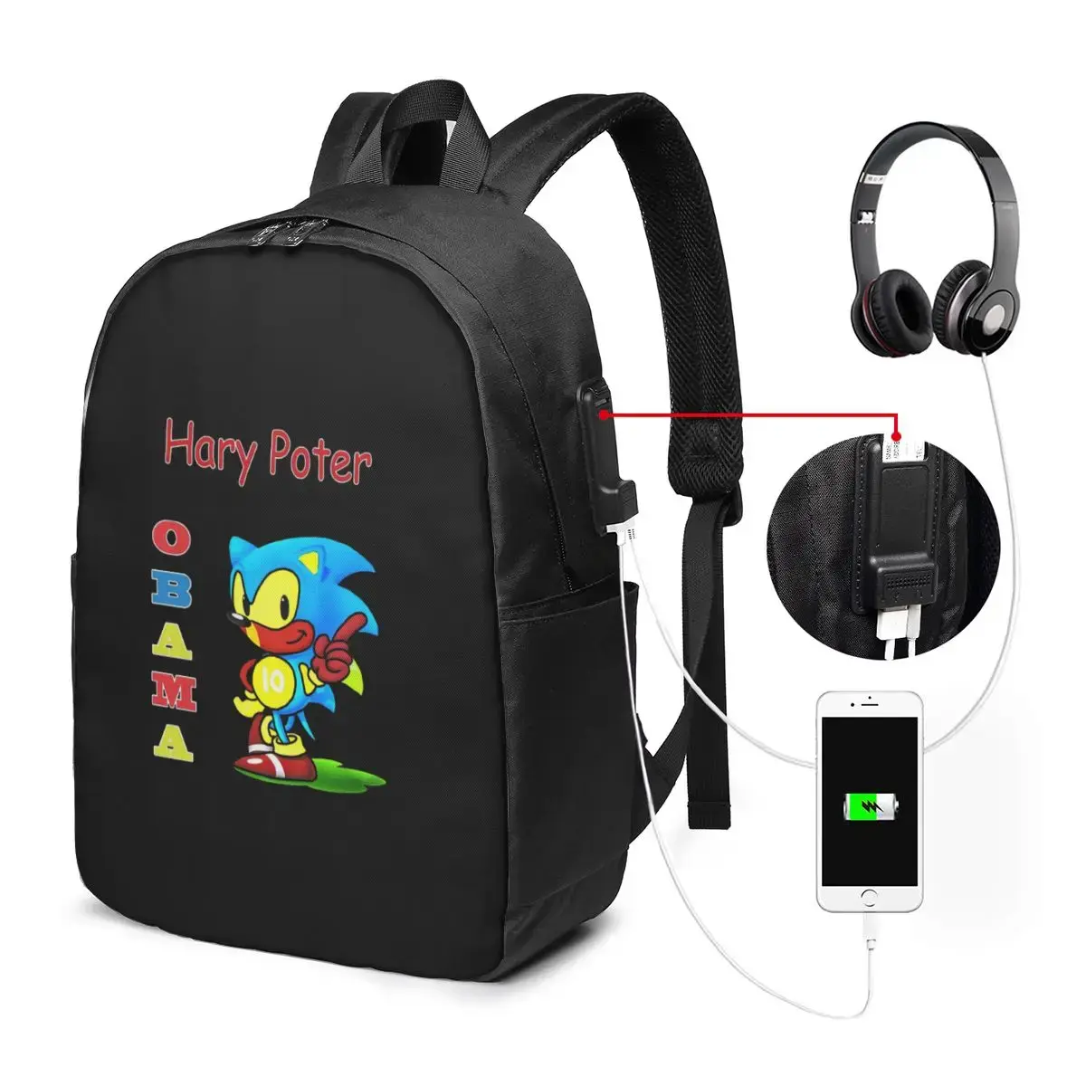 Mochila Obama para Viagem, Notebook, Computador, Estudantes Universitários, Escola, Laptop, Bolsas de Ombro para Homens e Mulheres - 1