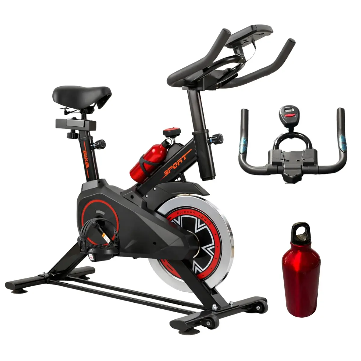 Bicicleta Spinning Ergométrica Vmstark com Painel LCD Resistência Ajustável Assento Regulável Estrutura Reforçada até 100kg