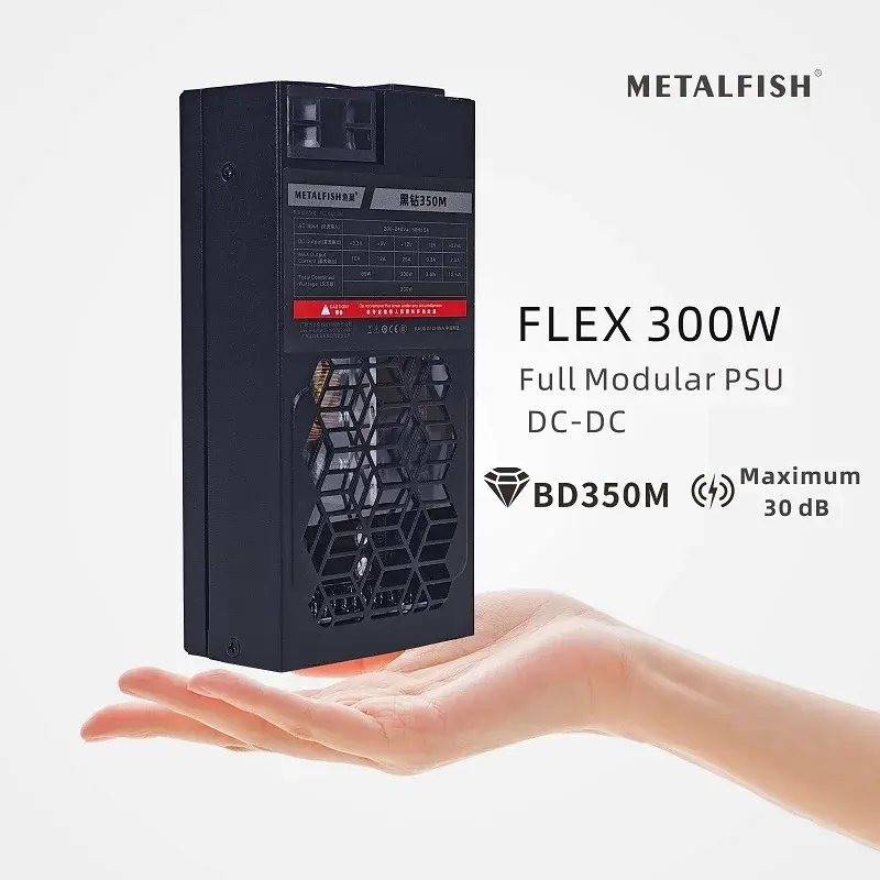 METALFISH Flex 300W Fonte de alimentação modular completa Flex-ATX 1U PSU para ITX Mini PC POS NAS GPU Dock 220-240V - 1