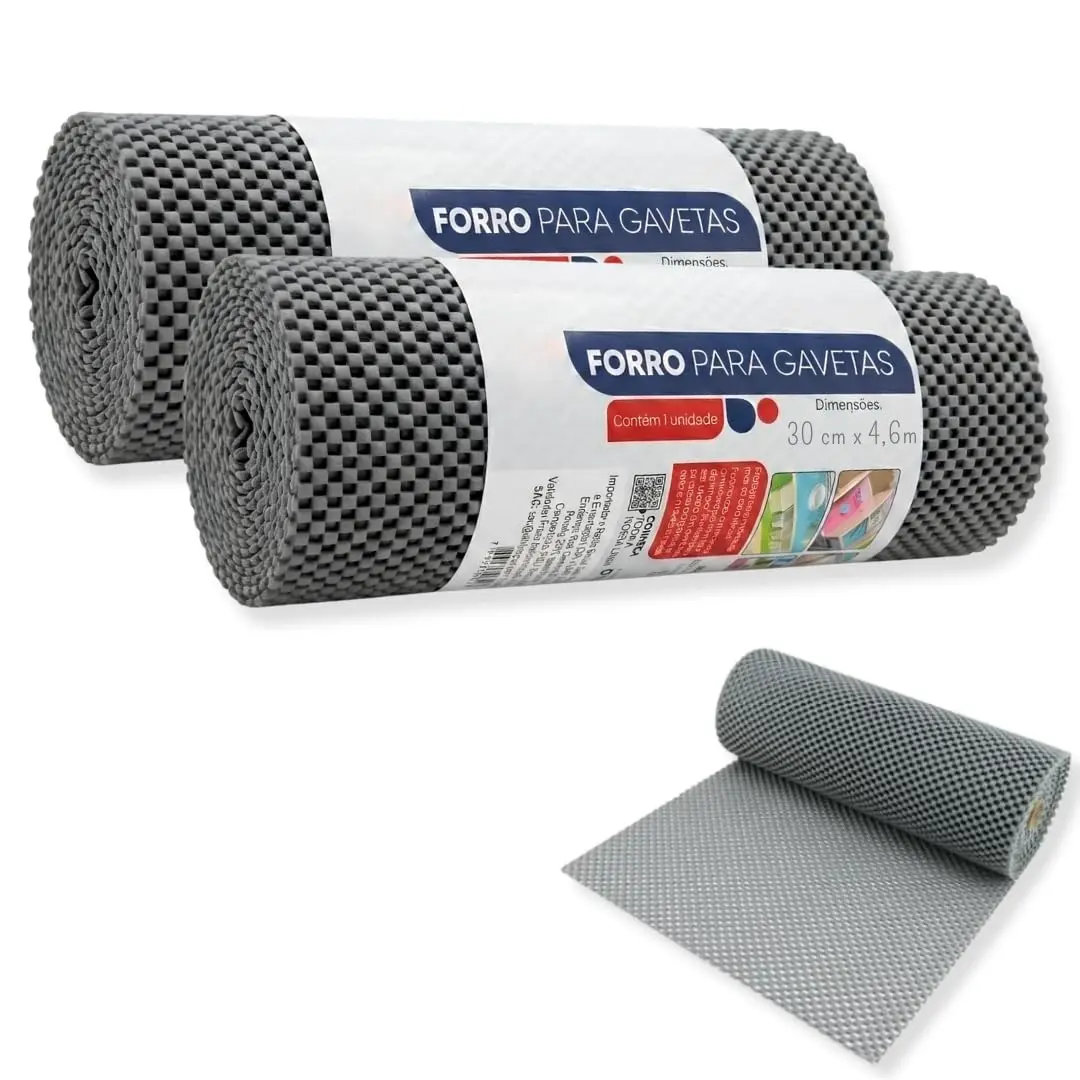 Kit C/2 Forro PVC Antiderrapante Recortável 4,6m para Gavetas Prateleiras | Lavável, resistente e ajustável, ideal para proteger gavetas, prateleiras e armários com praticidade no uso diário. - 1