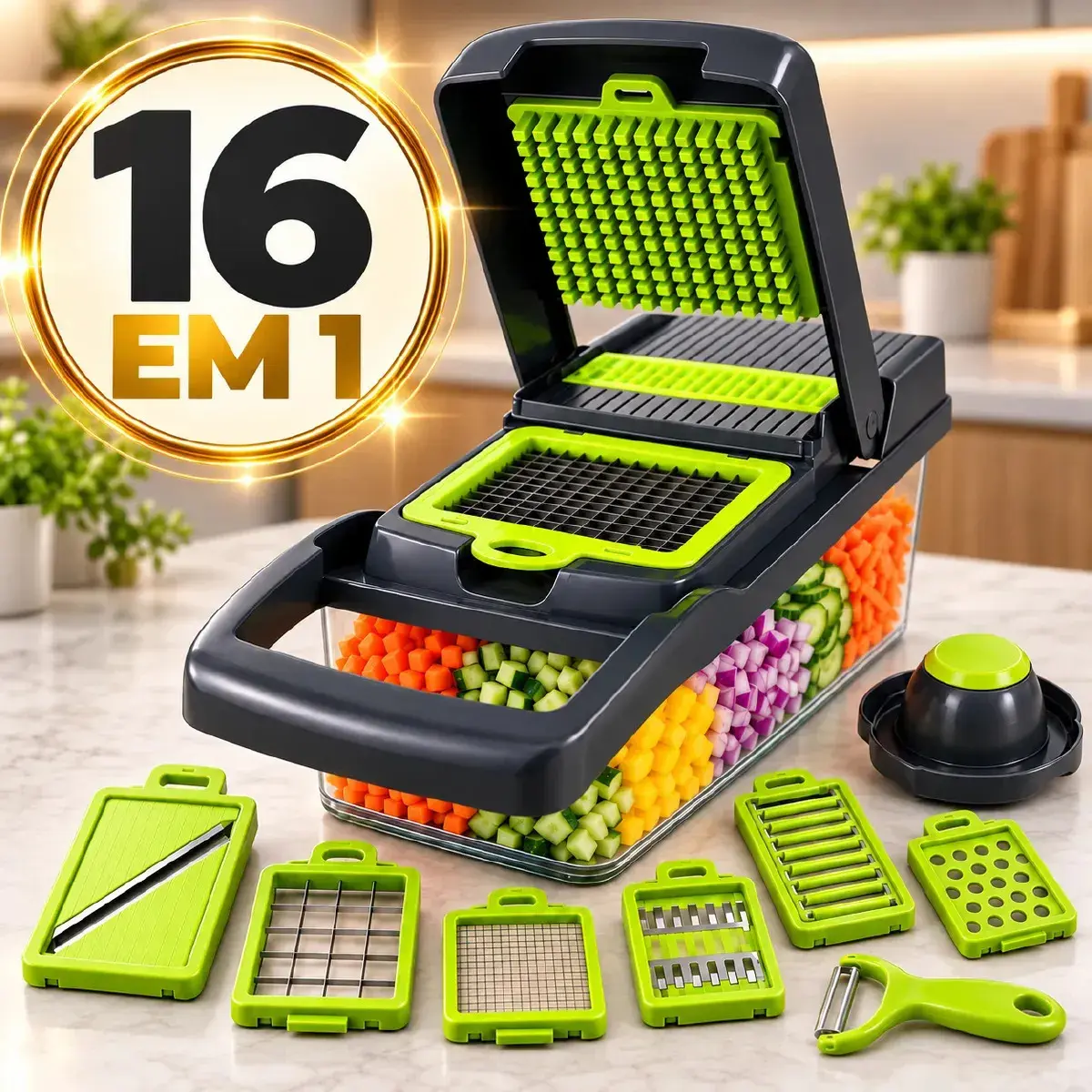 Mandolin Julienne Ralador De Legumes Inox Fatiador Cortador 13 Em 1 Multifuncional Verduras Picador Marca Homeroarte