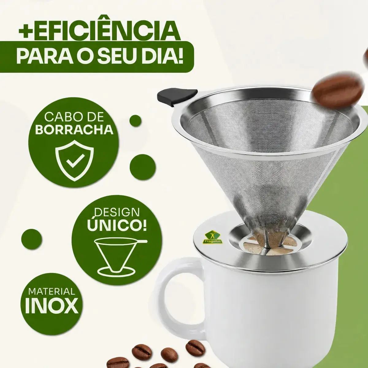 Filtro Coador De Café Inox 103 Reutilizável Permanente Aço Inoxidável Ecológico Não Necessita Uso De Papel Yellow Seller thumbnail 5