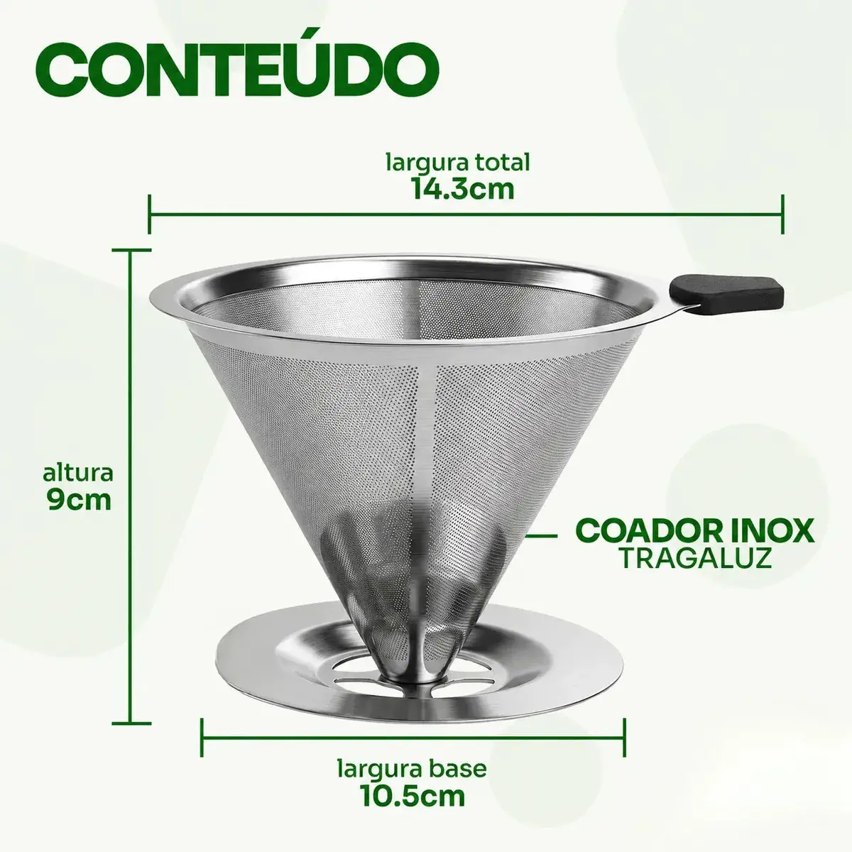 Filtro Coador De Café Inox 103 Reutilizável Permanente Aço Inoxidável Ecológico Não Necessita Uso De Papel Yellow Seller thumbnail 6