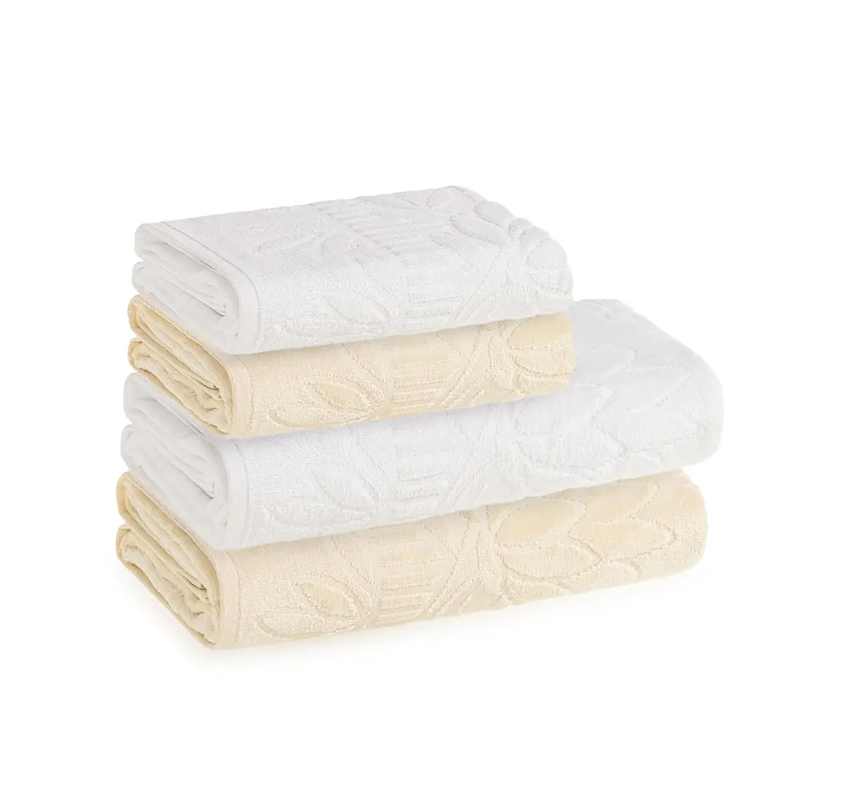 Karsten Jogo Banho Lotus Branco e Vanilla 100% Algodão 4 peças