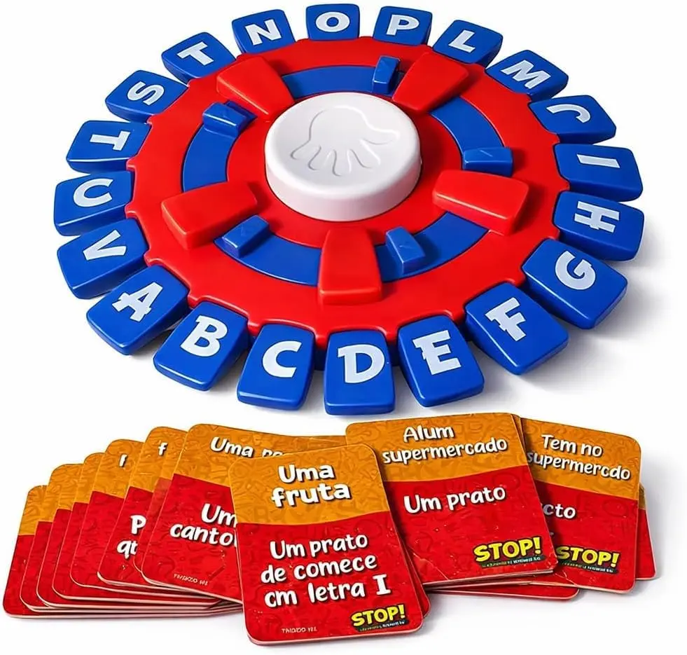 Jogo Stop Eletrônico 10 Segundos com 36 Cartas em Português, Jogo de Palavras e Raciocínio Rápido para Crianças, Adultos, Família e Amigos, Brinquedo Educativo Divertido para Festas - 1