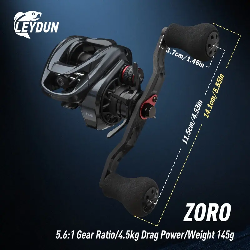 Leydun zoro carretel de pesca de arremesso 145g ultra leve corpo de liga de alumínio 10 + 1bb 5.6:1 4.5kg água salgada alça longa carretel bfs - 1