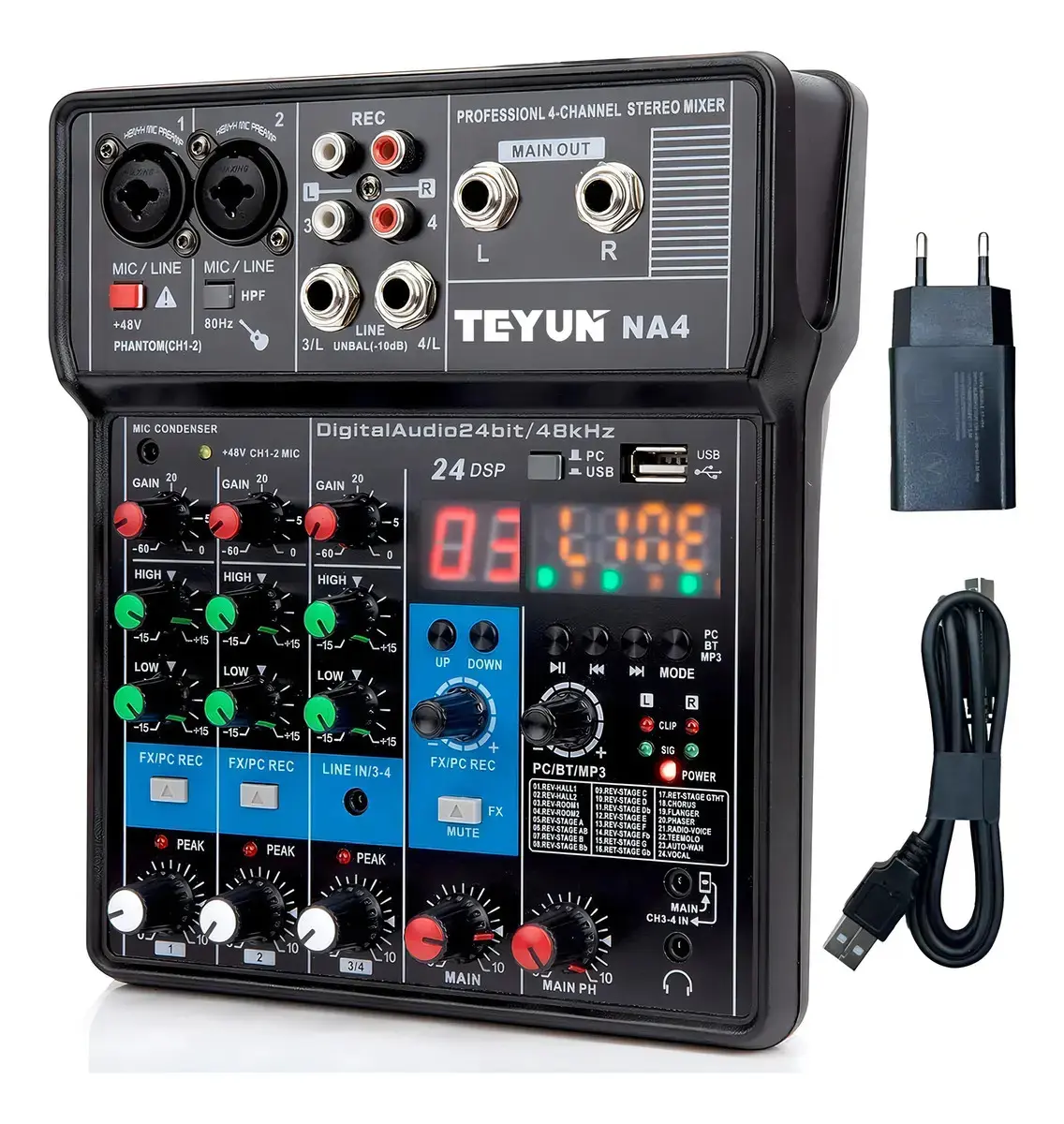 Mesa De Som Interface Bluetooth 4canais Teyun 24 Efeitos Voz - 1