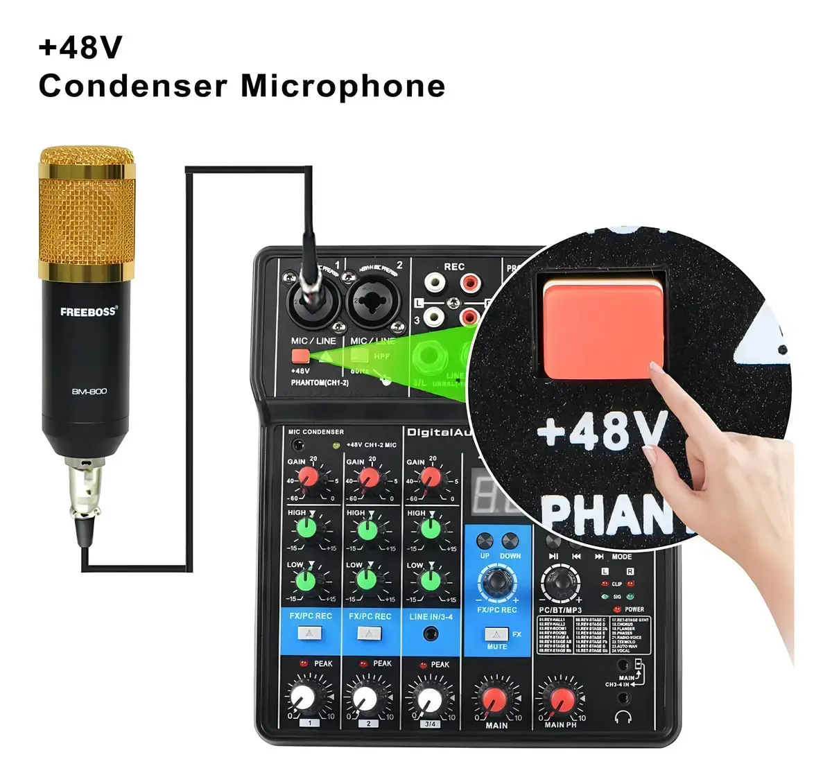 Mesa De Som Interface Bluetooth 4canais Teyun 24 Efeitos Voz thumbnail 6