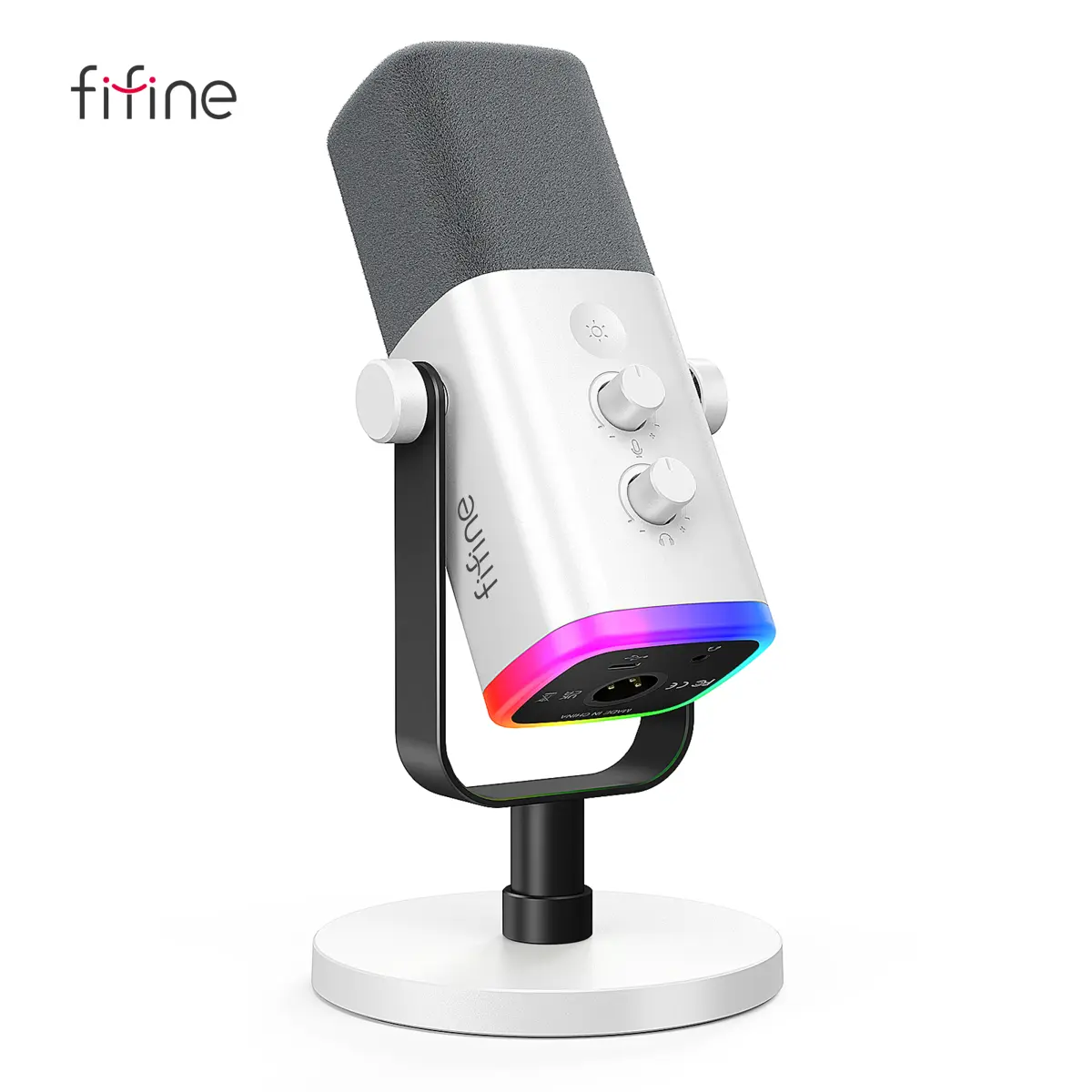 FIFINE XLR/USB Microfone Dinâmico com Conector para Fone de Ouvido/RGB/Mudo, MIC para Gravação de Streaming de Jogos PS4/PS5 Ampligame AM8W - 1
